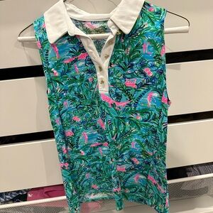 EUC Lilly Pulitzer Luxletic Sleeveless Polo, Sz Sm
